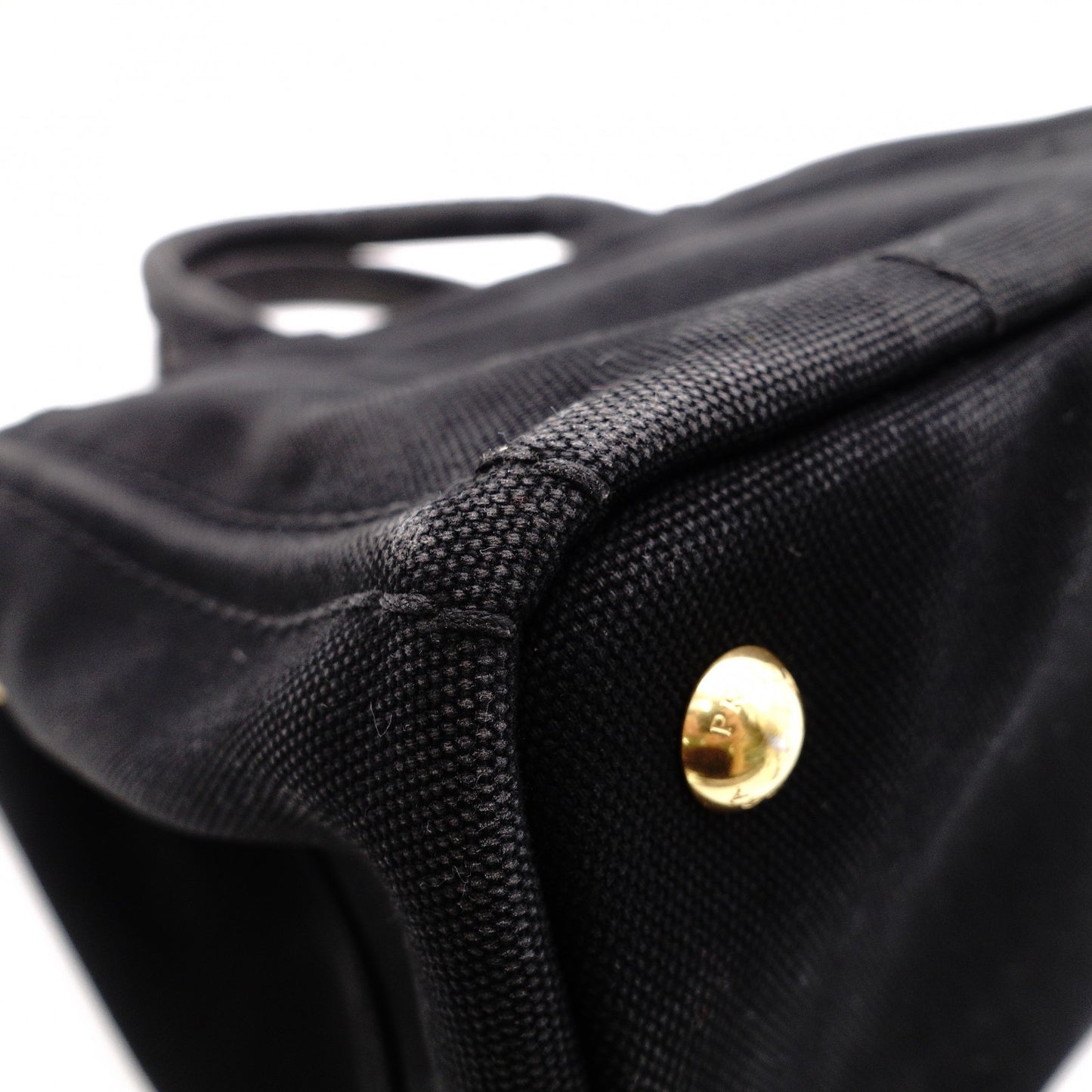 PRADA Canapa Mini Handbag Canvas Black 2-Way