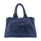 PRADA Canapa Medium Denim Blue Canvas Handbag with Logo 7-7-246