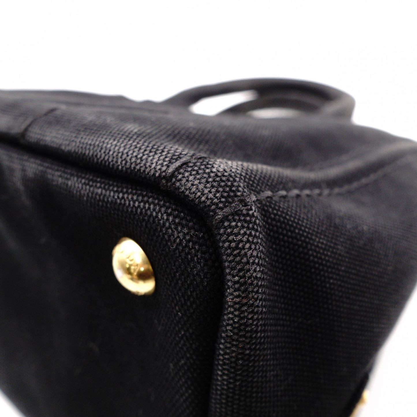 PRADA Canapa Mini Handbag Canvas Black 2-Way
