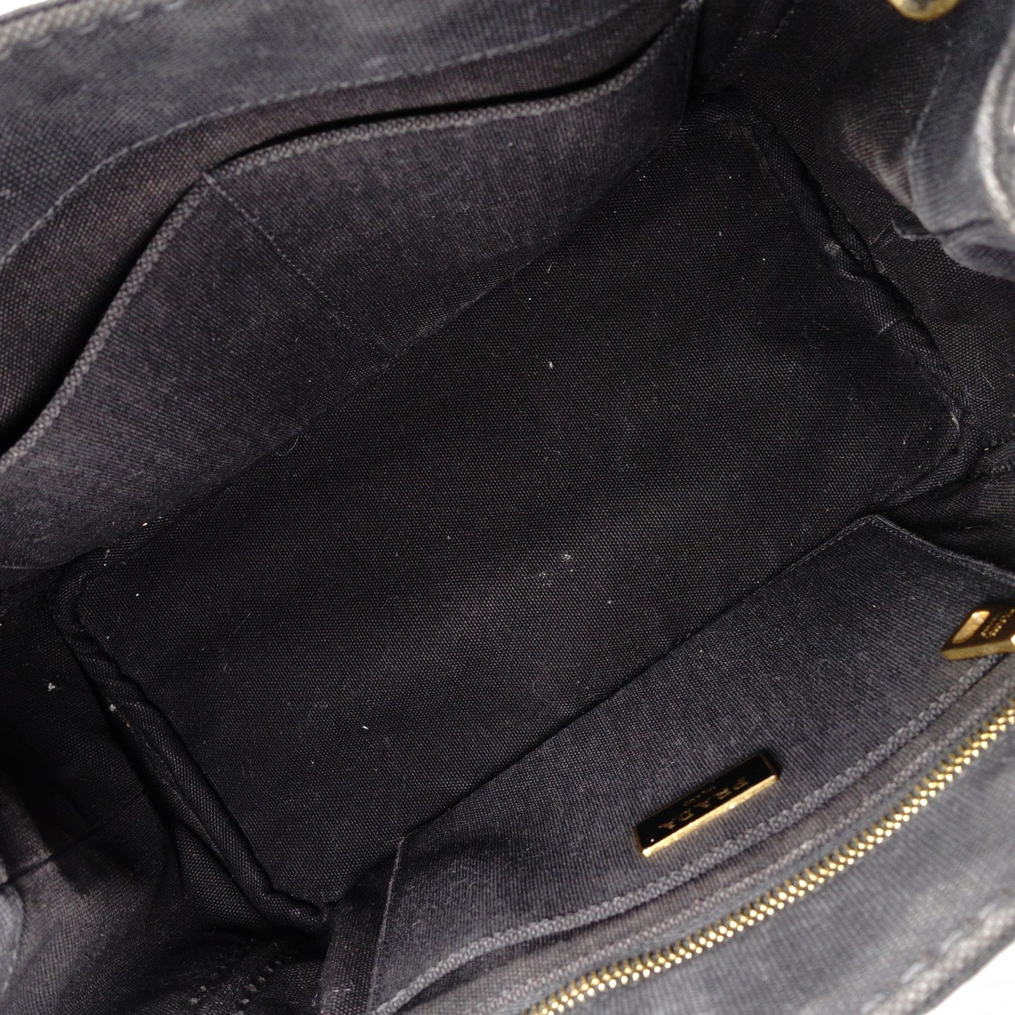PRADA Canapa Mini Handbag Canvas Black 2-Way