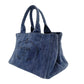 PRADA Canapa Medium Denim Blue Canvas Handbag with Logo 7-7-246