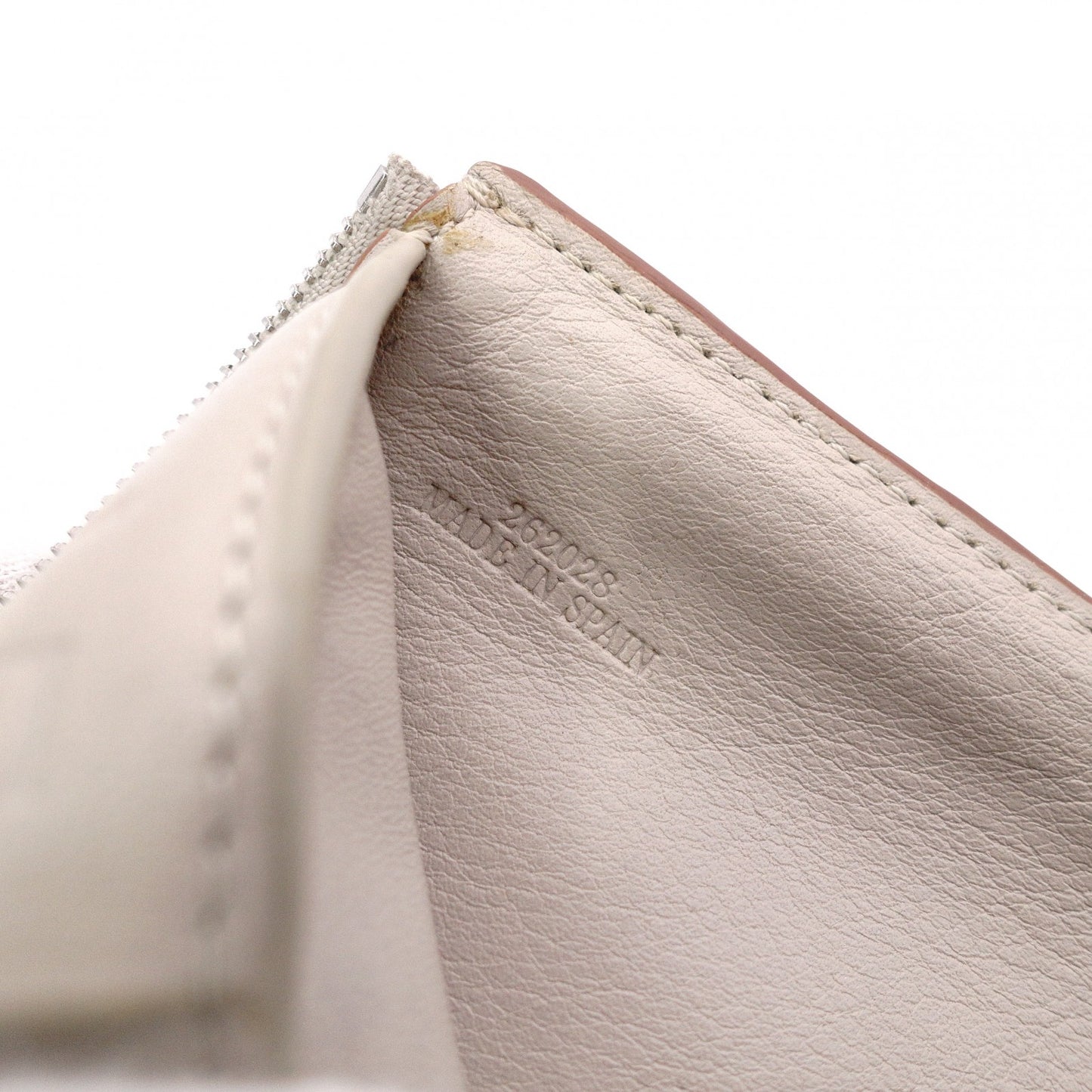 LOEWE Anagram Tri-fold Wallet, Leather, Beige, with Silver Hardware