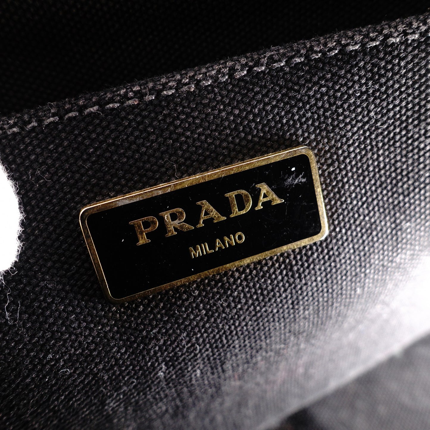 PRADA Canapa Mini Handbag Canvas Black 2-Way
