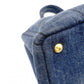 PRADA Canapa Medium Denim Blue Canvas Handbag with Logo 7-7-246
