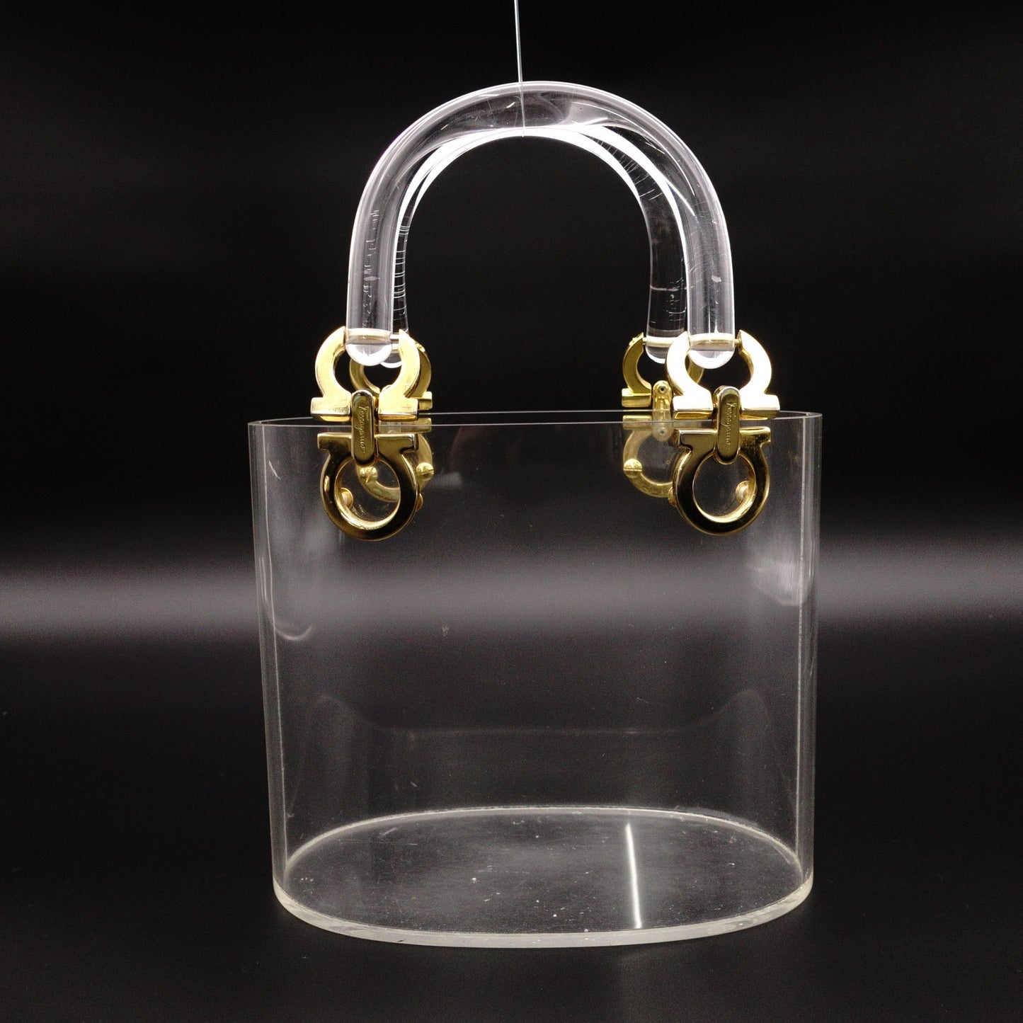 Salvatore Ferragamo Ganchini Clear Acrylic Bucket Bag Handbag Women