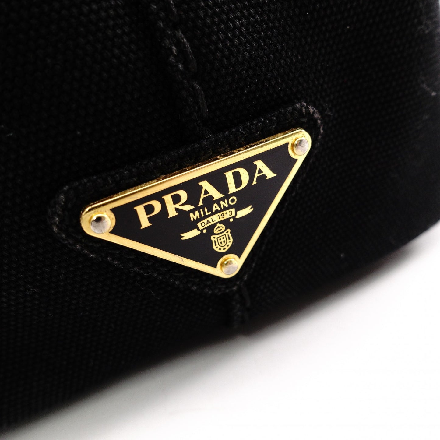 PRADA Canapa Mini Handbag Canvas Black 2-Way