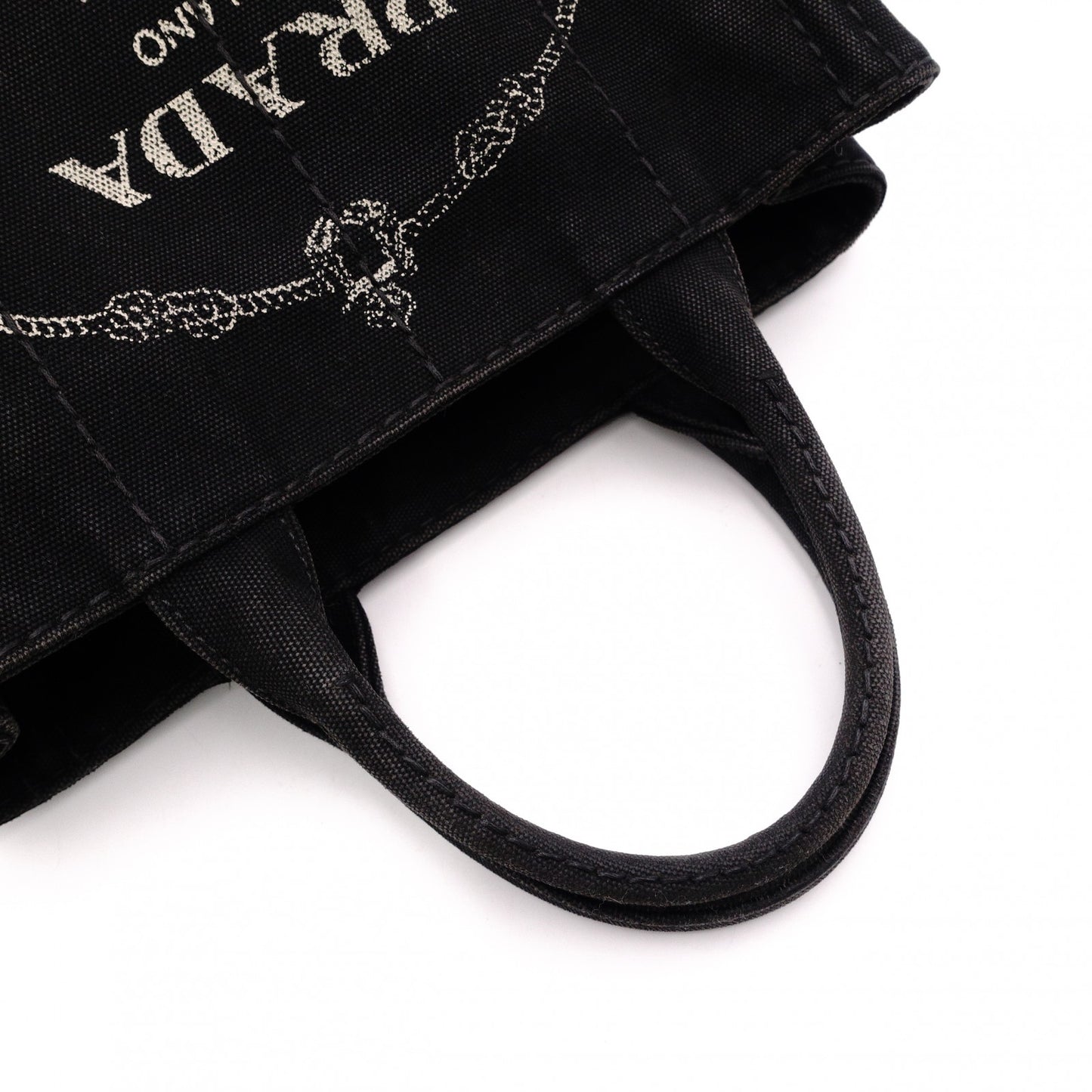 PRADA Canapa Mini Handbag Canvas Black 2-Way