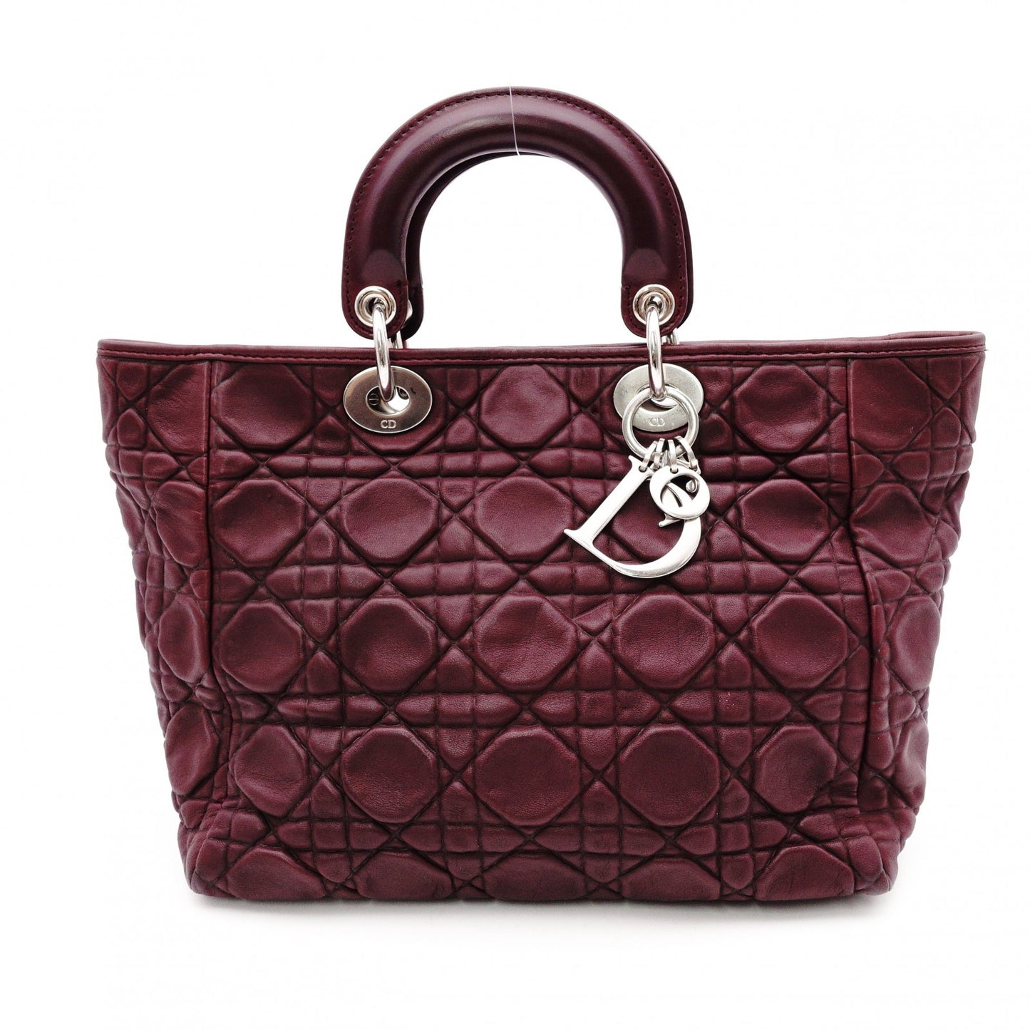 Christian Dior Cannage 32 Handbag Leather Bordeaux
