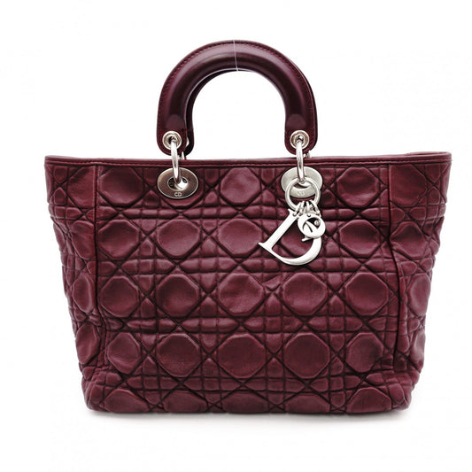 Christian Dior Cannage 32 Handbag Leather Bordeaux