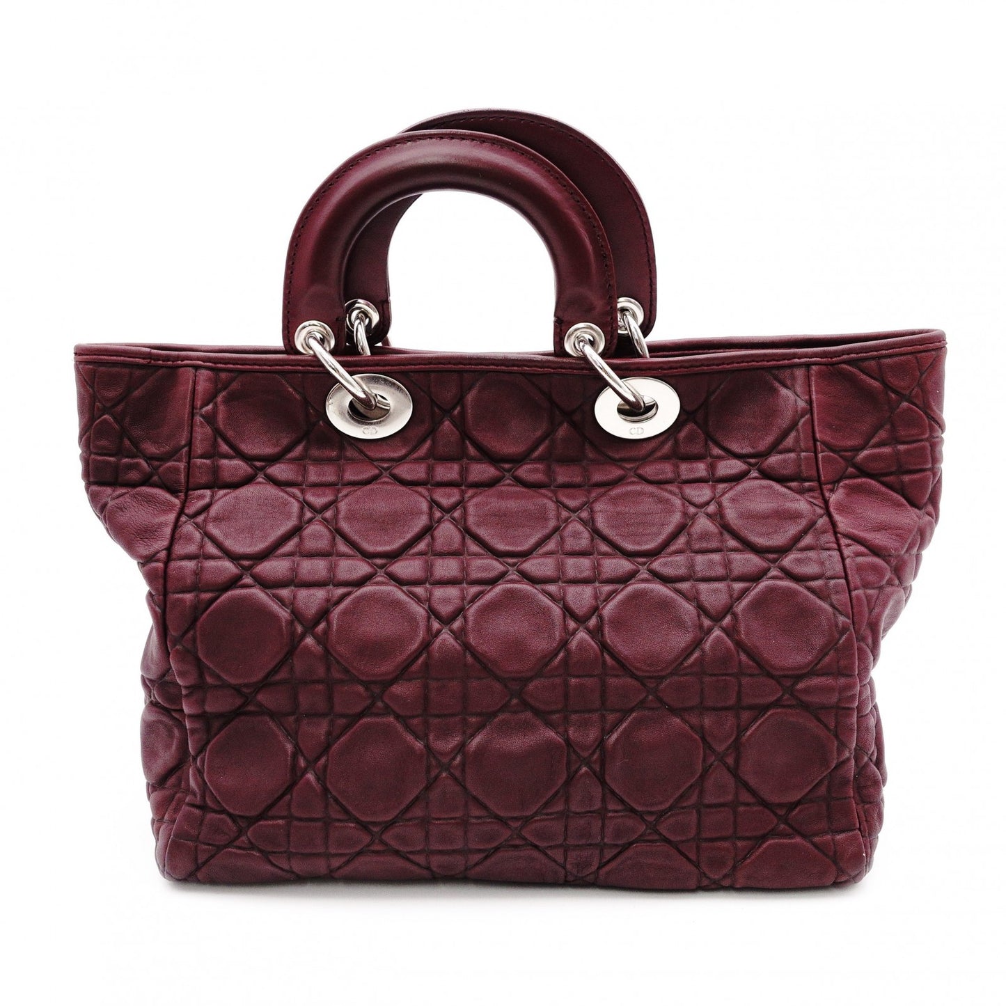 Christian Dior Cannage 32 Handbag Leather Bordeaux