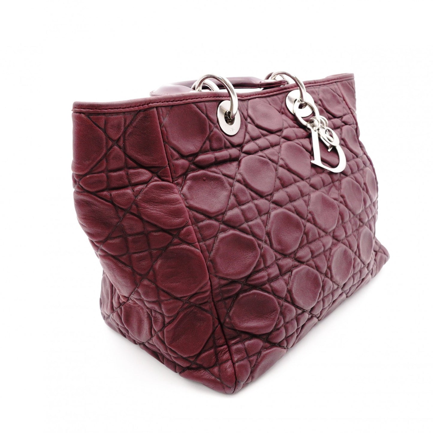 Christian Dior Cannage 32 Handbag Leather Bordeaux