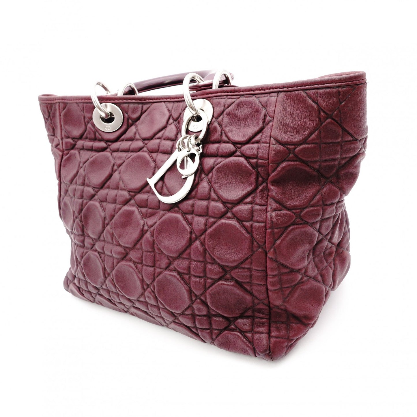 Christian Dior Cannage 32 Handbag Leather Bordeaux