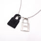 HERMES O'Kelly Necklace, Metal and Leather, Silver, D Stamp