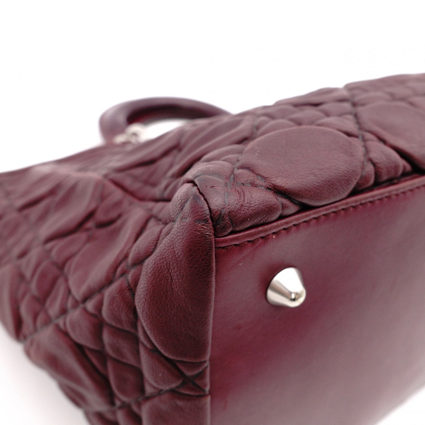Christian Dior Cannage 32 Handbag Leather Bordeaux