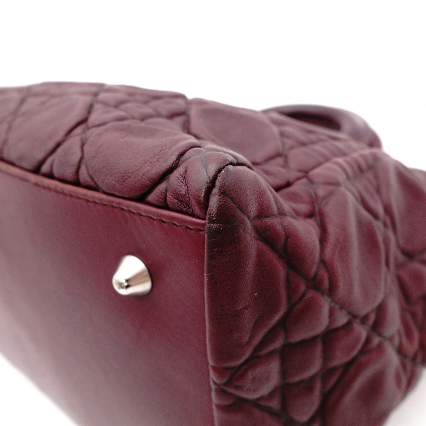 Christian Dior Cannage 32 Handbag Leather Bordeaux