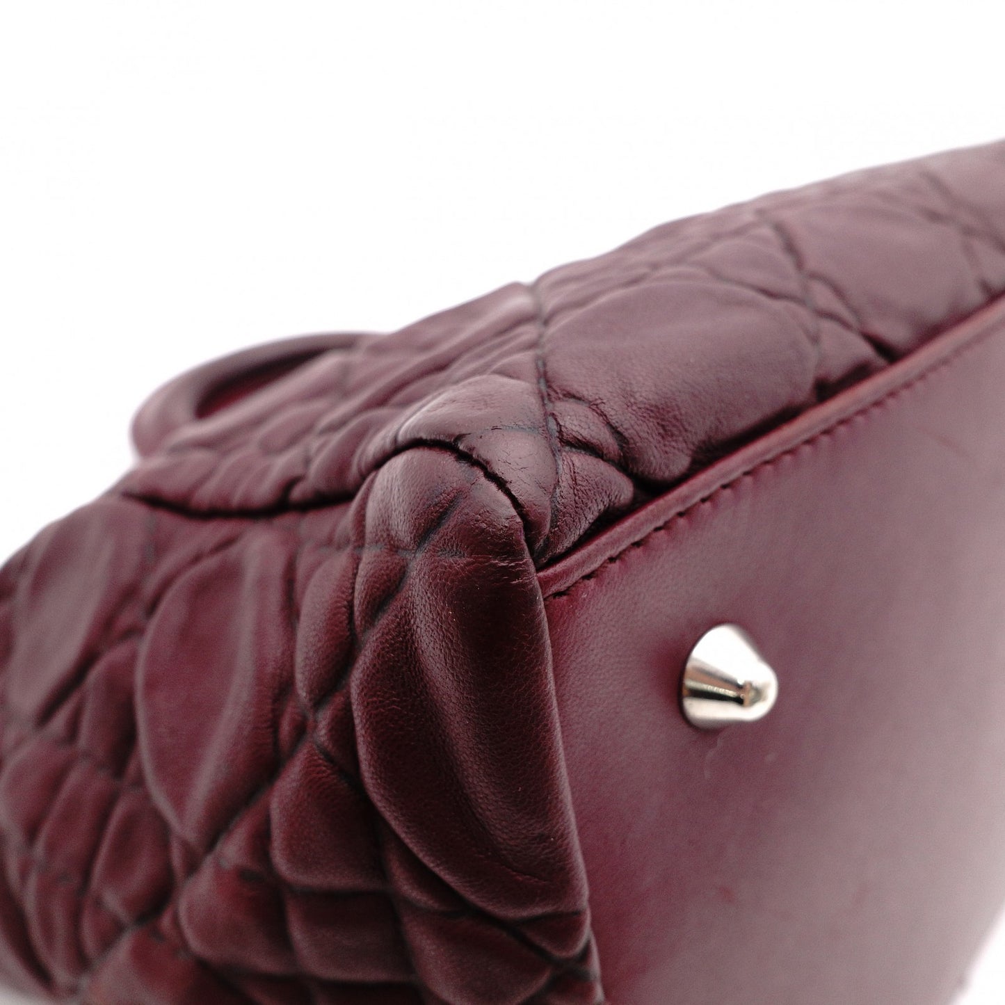 Christian Dior Cannage 32 Handbag Leather Bordeaux