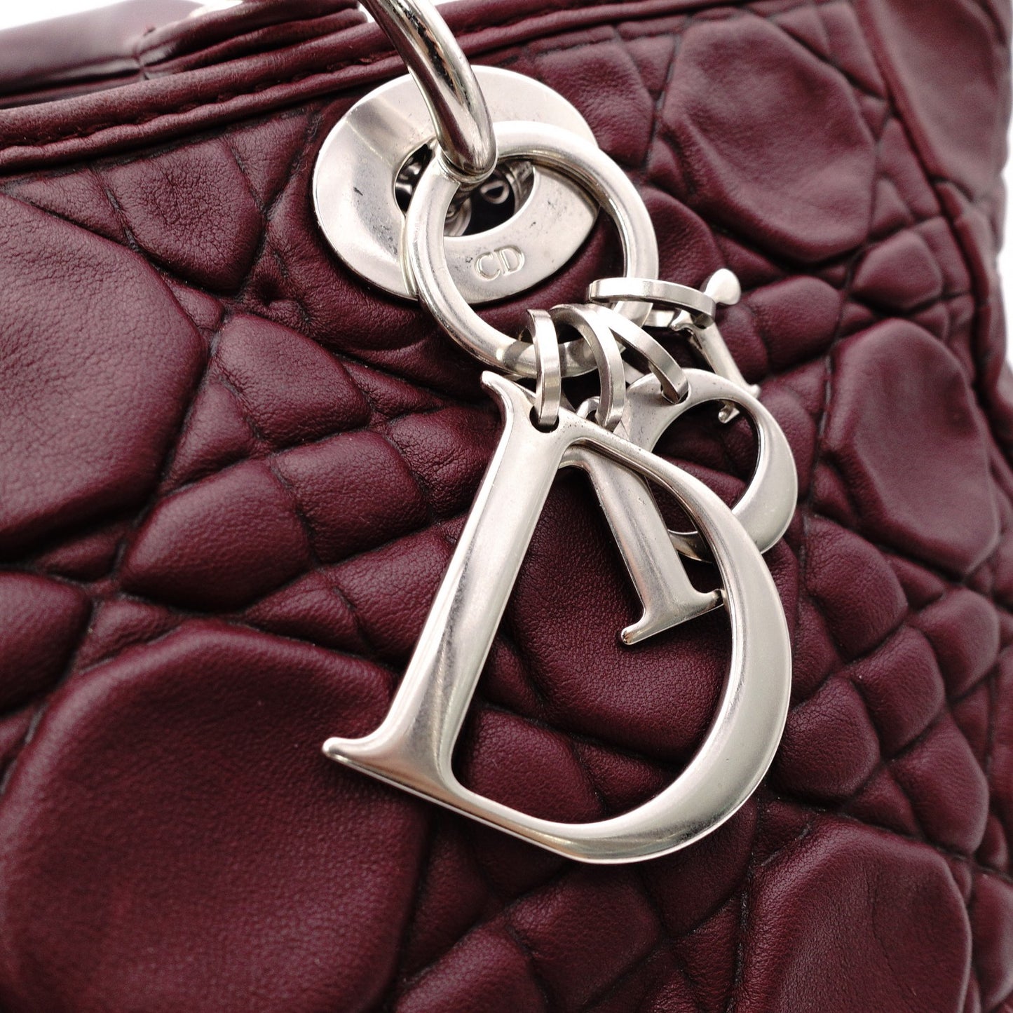 Christian Dior Cannage 32 Handbag Leather Bordeaux