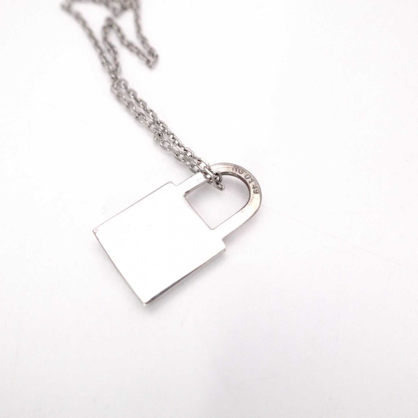 HERMES O'Kelly Necklace, Metal and Leather, Silver, D Stamp