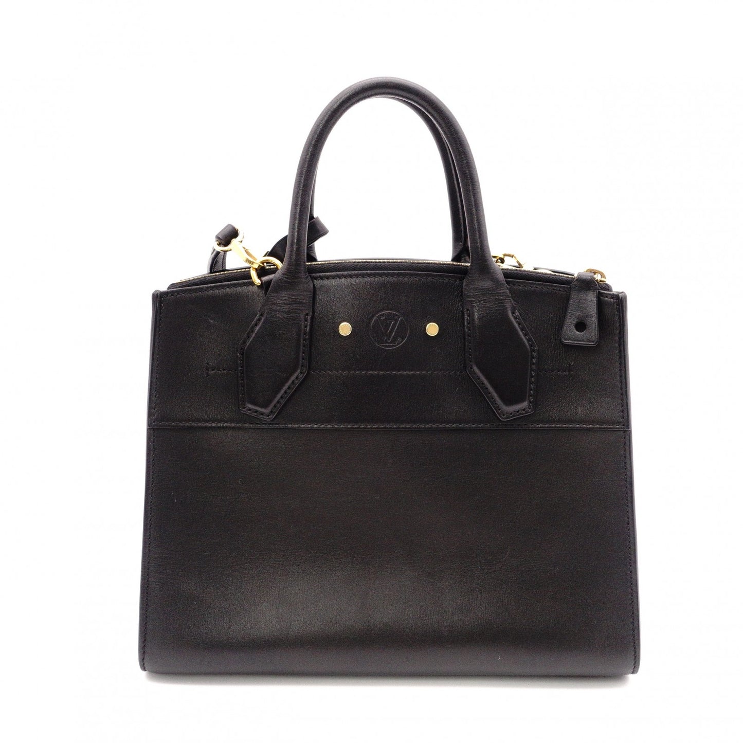 LOUIS VUITTON City Steamer PM Handbag, 2-Way, Leather, Black, Women's