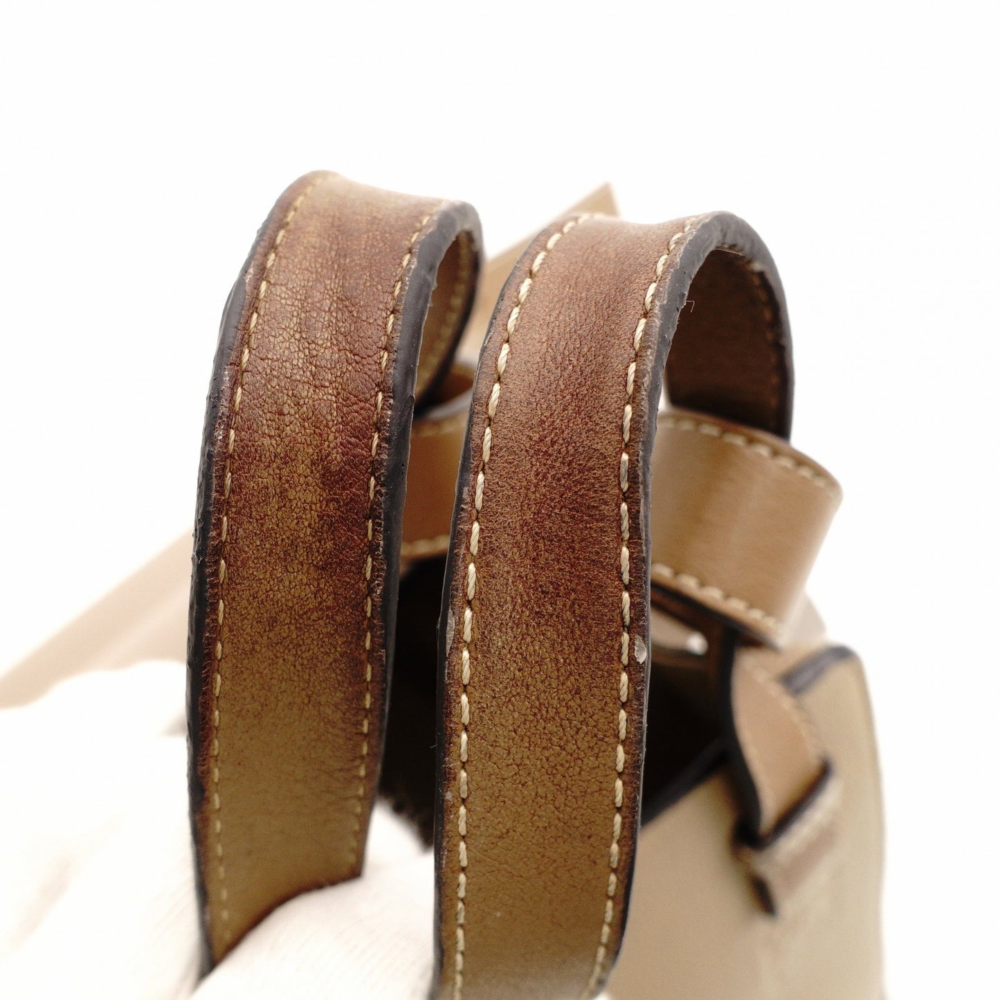 LOEWE Hammock Small Shoulder Bag Beige Handbag Leather Crossbody Gold Hardware Logo