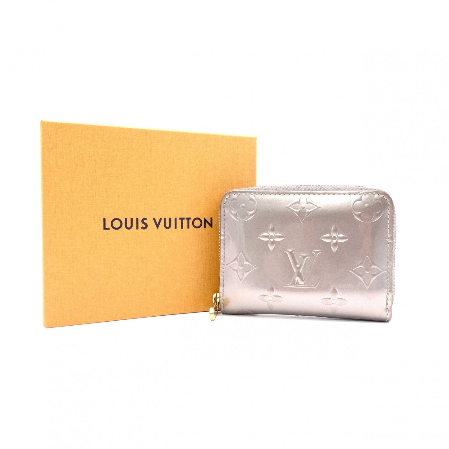 LOUIS VUITTON Zippy Coin Purse Vernis Coin Case Leather Champagne Metallized