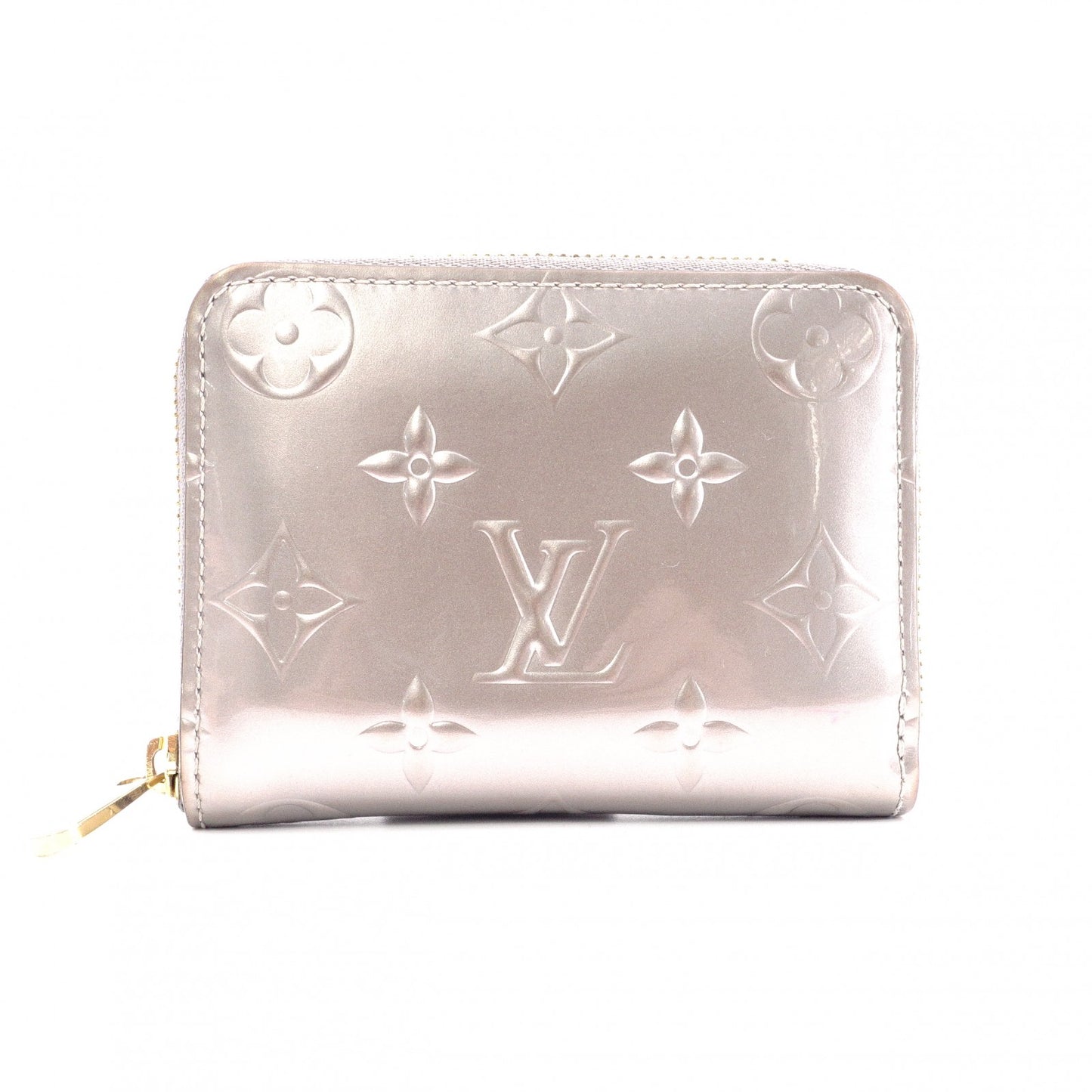 LOUIS VUITTON Zippy Coin Purse Vernis Coin Case Leather Champagne Metallized