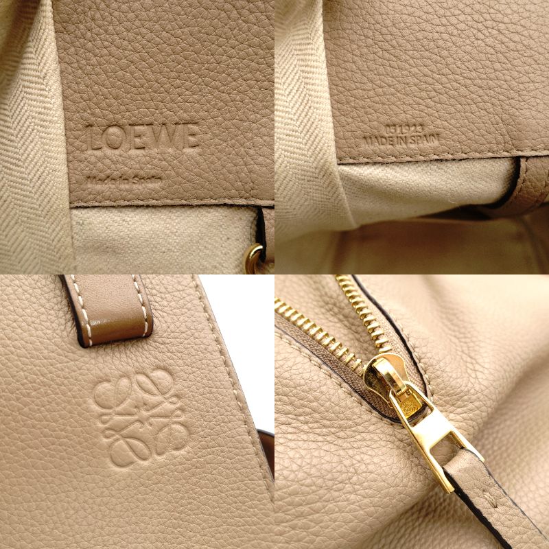 LOEWE Hammock Small Shoulder Bag Beige Handbag Leather Crossbody Gold Hardware Logo