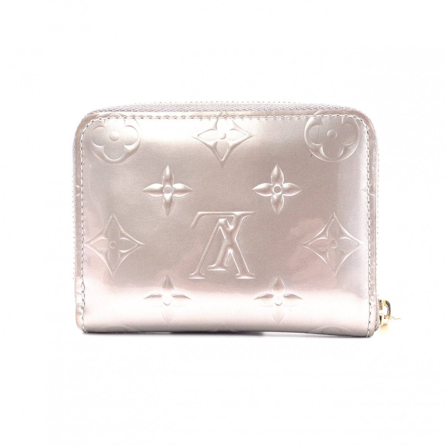 LOUIS VUITTON Zippy Coin Purse Vernis Coin Case Leather Champagne Metallized