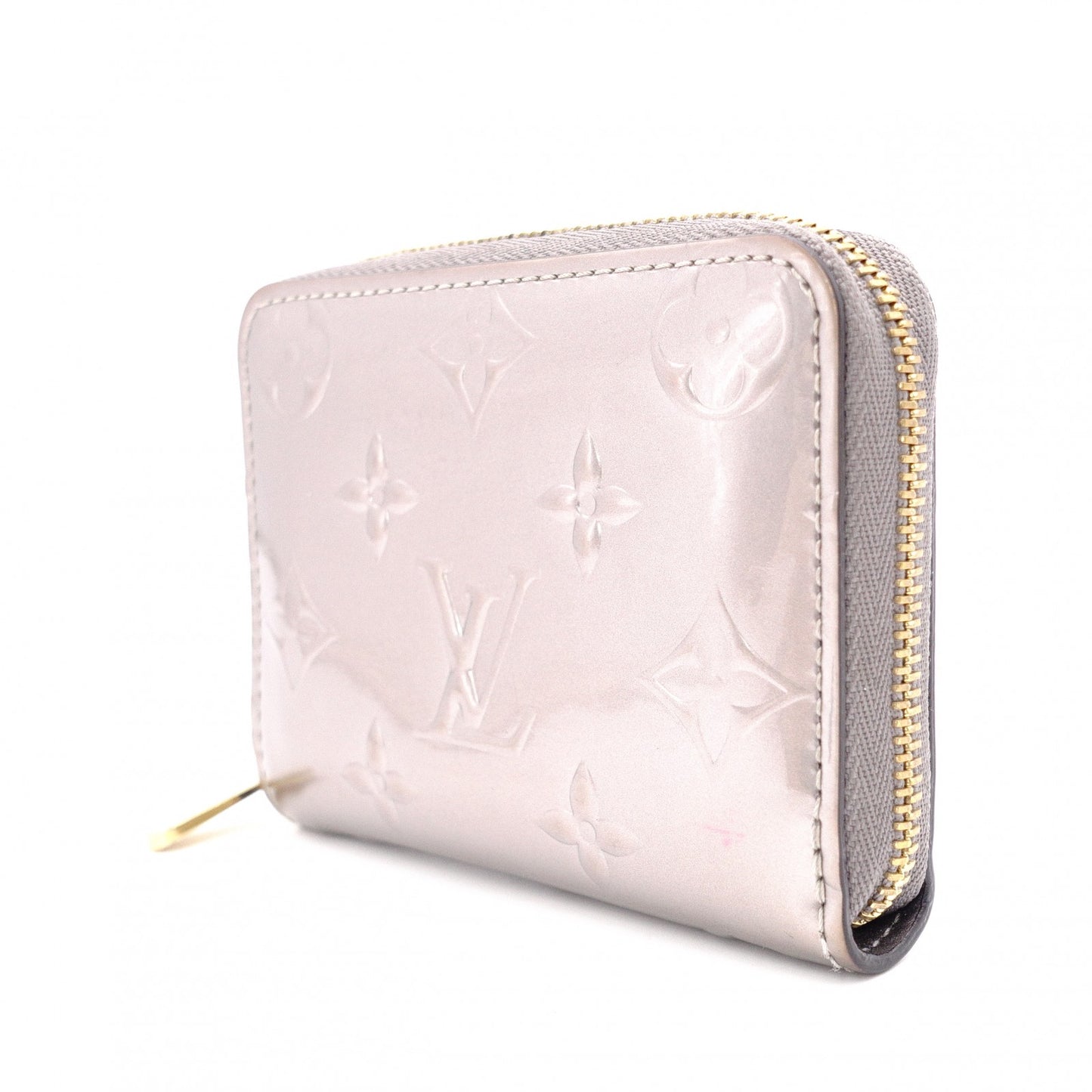 LOUIS VUITTON Zippy Coin Purse Vernis Coin Case Leather Champagne Metallized