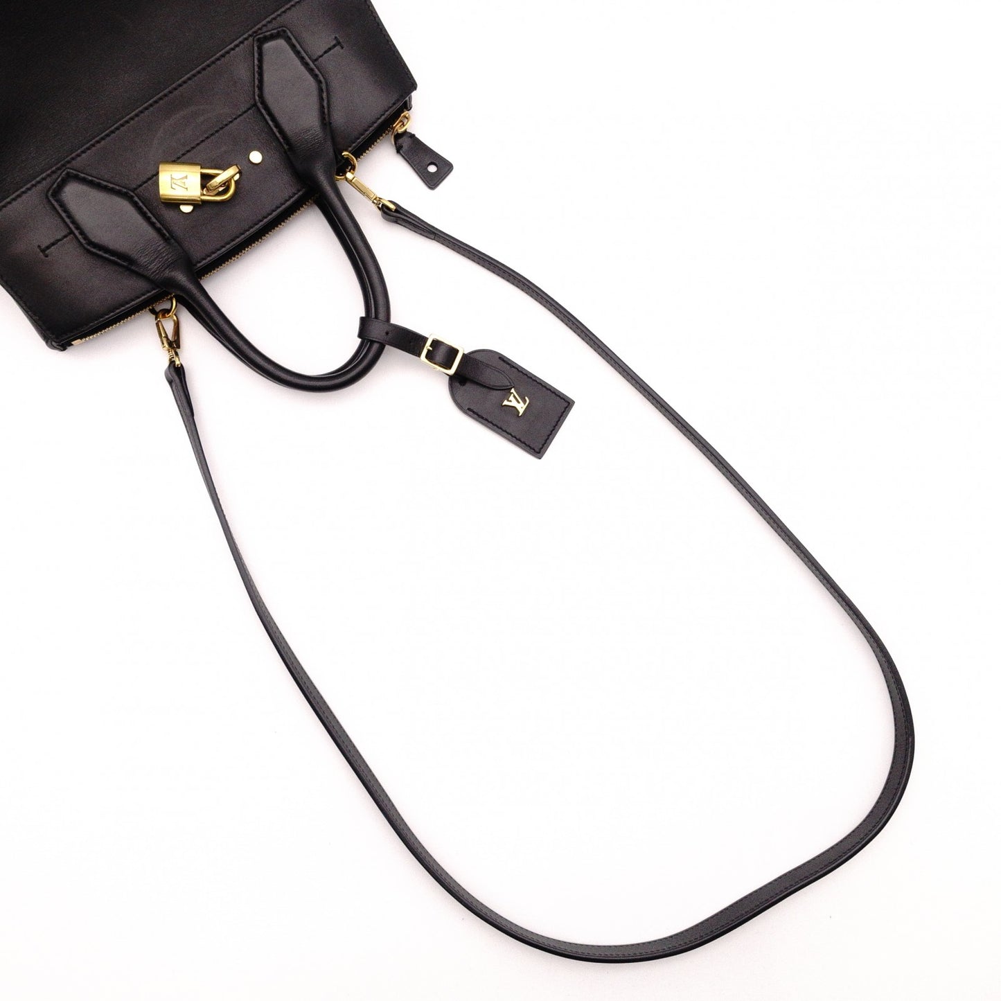 LOUIS VUITTON City Steamer PM Handbag, 2-Way, Leather, Black, Women's
