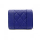 CHANEL Mademoiselle Matelassé Tri-Fold Wallet, Leather, Blue Gold Hardware