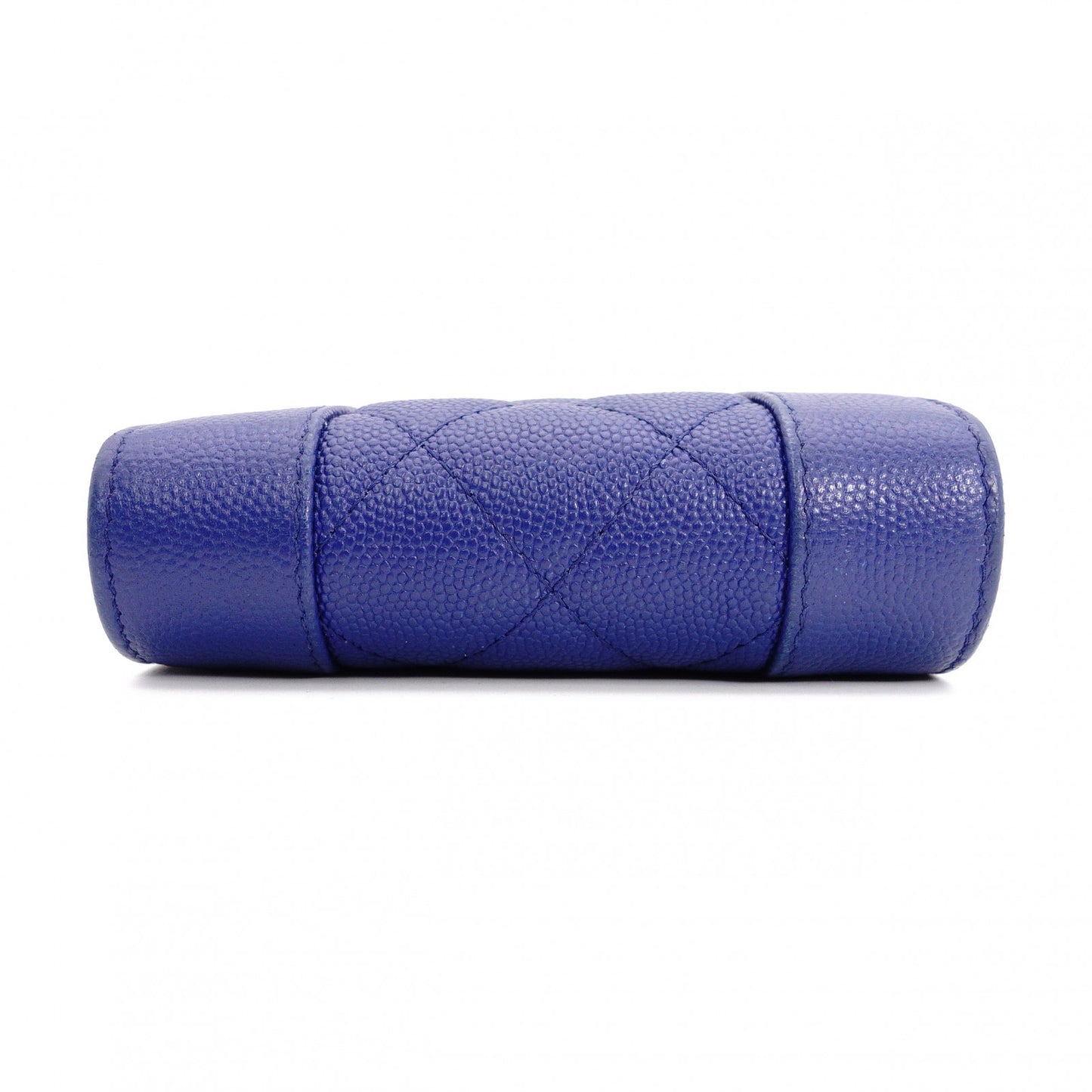 CHANEL Mademoiselle Matelassé Tri-Fold Wallet, Leather, Blue Gold Hardware