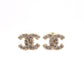 CHANEL CC Logo Earrings, Metal with Rhinestones, Gold