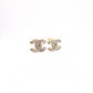 CHANEL CC Logo Earrings, Metal with Rhinestones, Gold