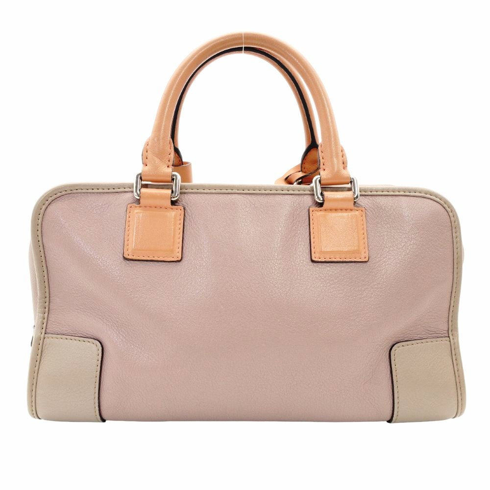 LOEWE Amazona 28 Handbag Pink × Beige × Orange Leather Logo Silver Hardware 7-11-607