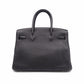 HERMES Birkin Handbag, Leather, Black, □R Stamp, Silver Hardware