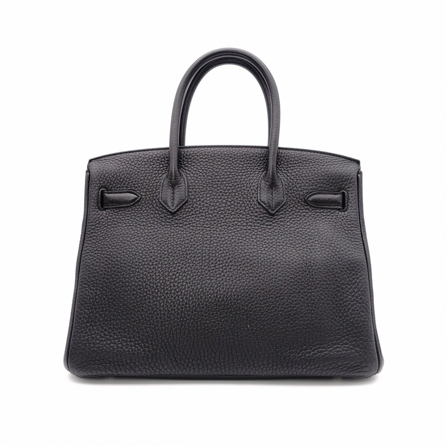 HERMES Birkin Handbag, Leather, Black, □R Stamp, Silver Hardware