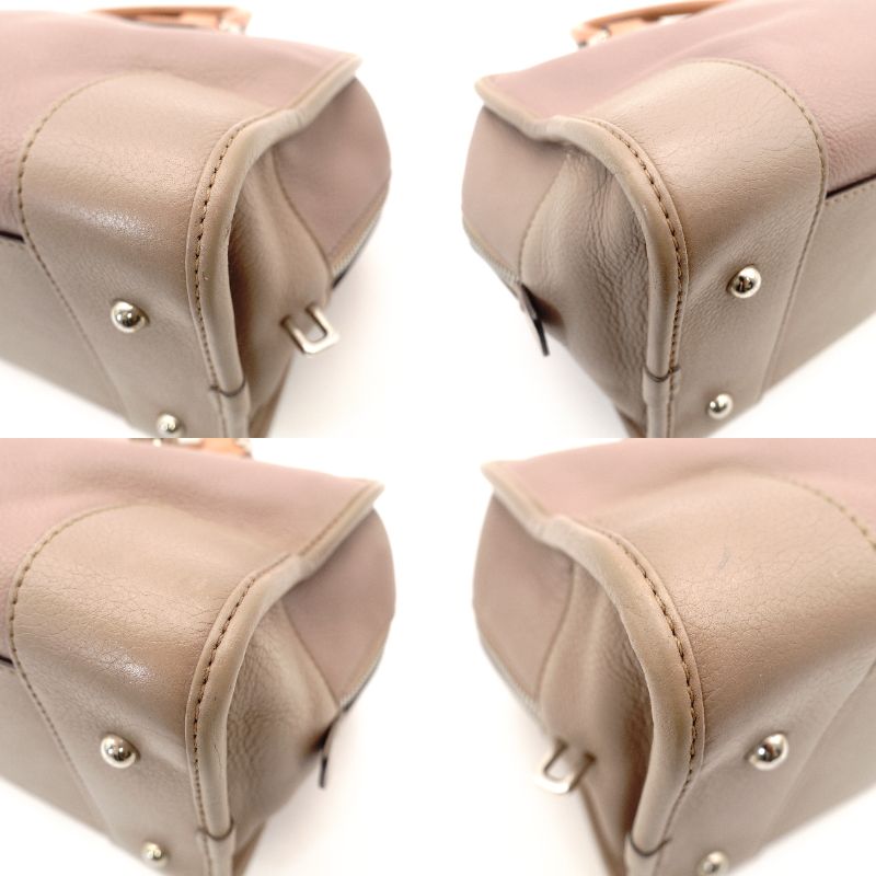 LOEWE Amazona 28 Handbag Pink × Beige × Orange Leather Logo Silver Hardware 7-11-607