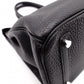 HERMES Birkin Handbag, Leather, Black, □R Stamp, Silver Hardware