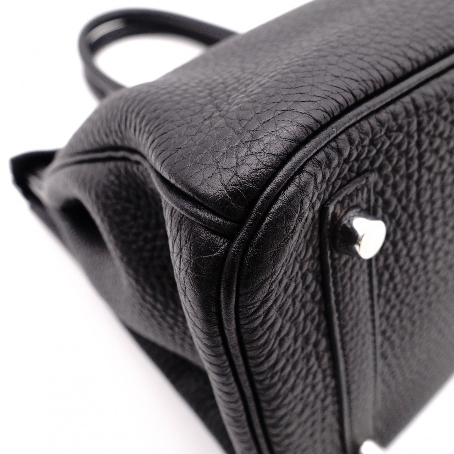 HERMES Birkin Handbag, Leather, Black, □R Stamp, Silver Hardware