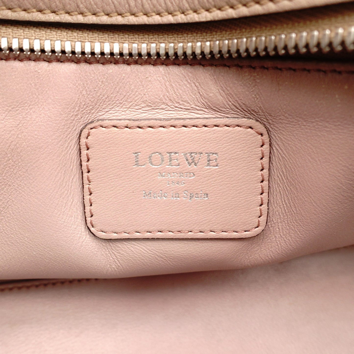 LOEWE Amazona 28 Handbag Pink × Beige × Orange Leather Logo Silver Hardware 7-11-607