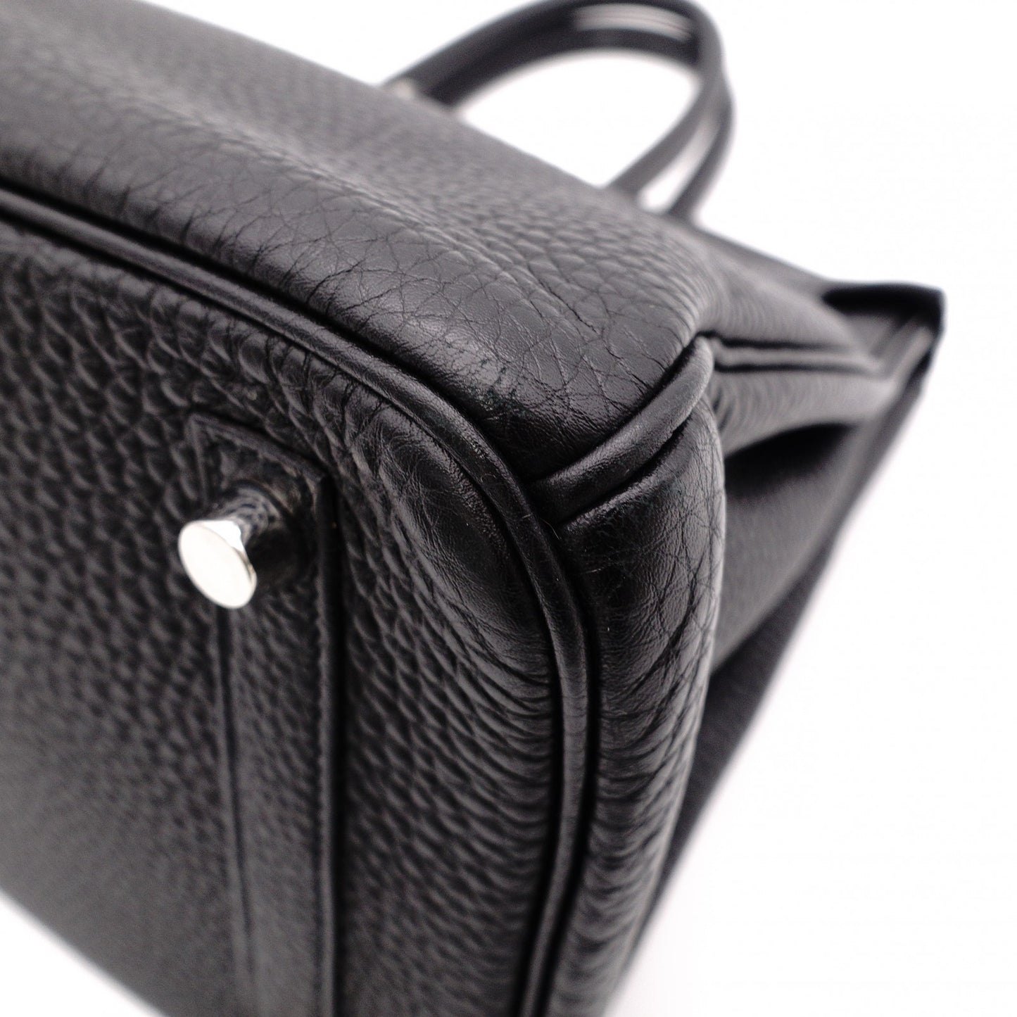 HERMES Birkin Handbag, Leather, Black, □R Stamp, Silver Hardware