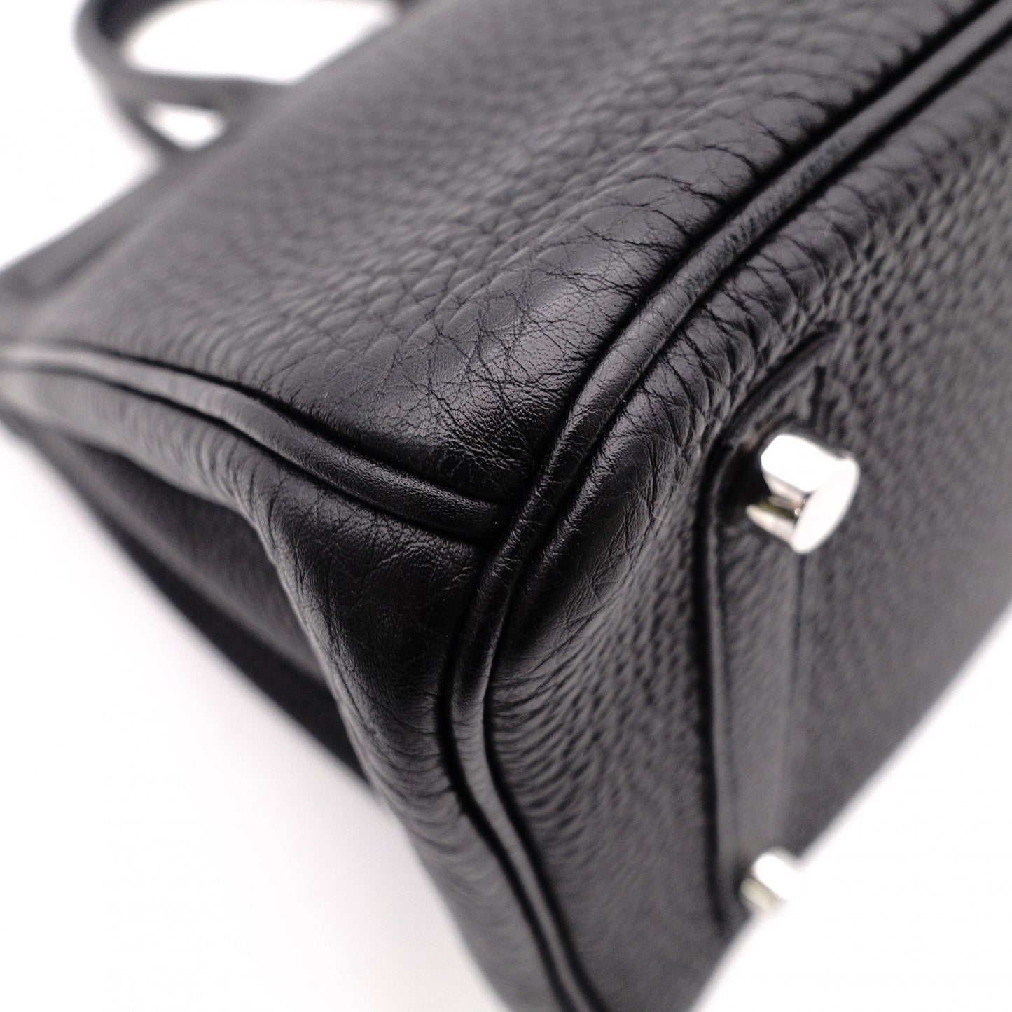 HERMES Birkin Handbag, Leather, Black, □R Stamp, Silver Hardware