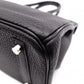 HERMES Birkin Handbag, Leather, Black, □R Stamp, Silver Hardware