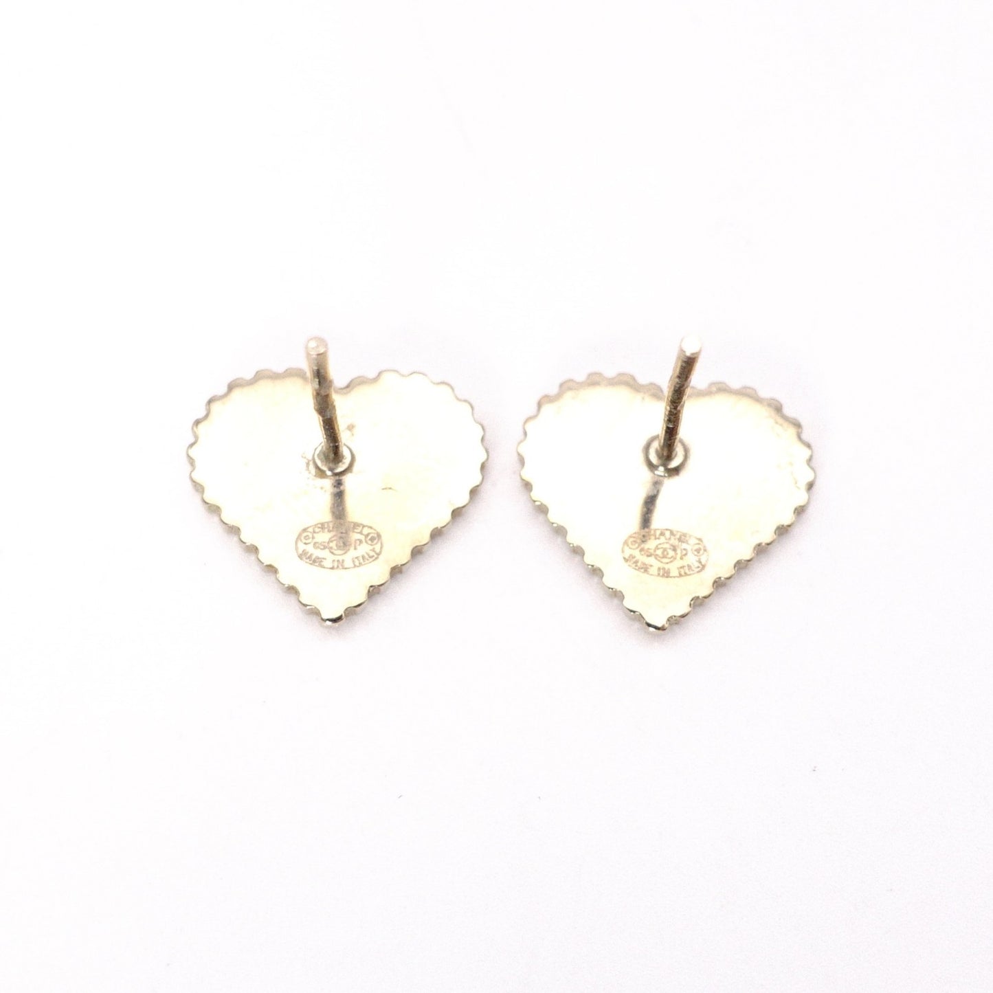 CHANEL Heart Earrings, Metal, Red and Pink Gold Hardware