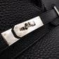 HERMES Birkin Handbag, Leather, Black, □R Stamp, Silver Hardware