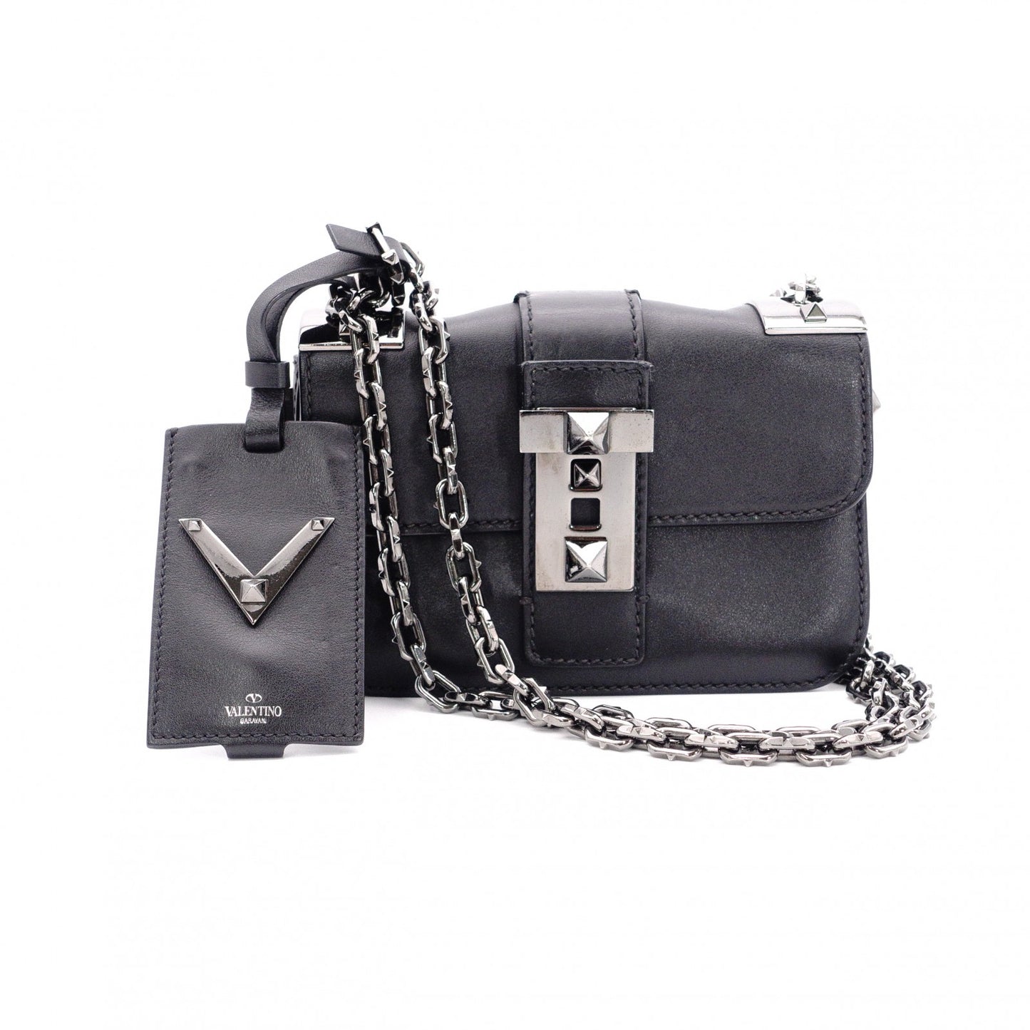 Valentino Garavani Rockstud Small Rockstud B Shoulder Bag, Leather, Black