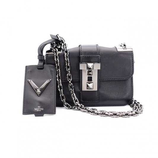 Valentino Garavani Rockstud Small Rockstud B Shoulder Bag, Leather, Black
