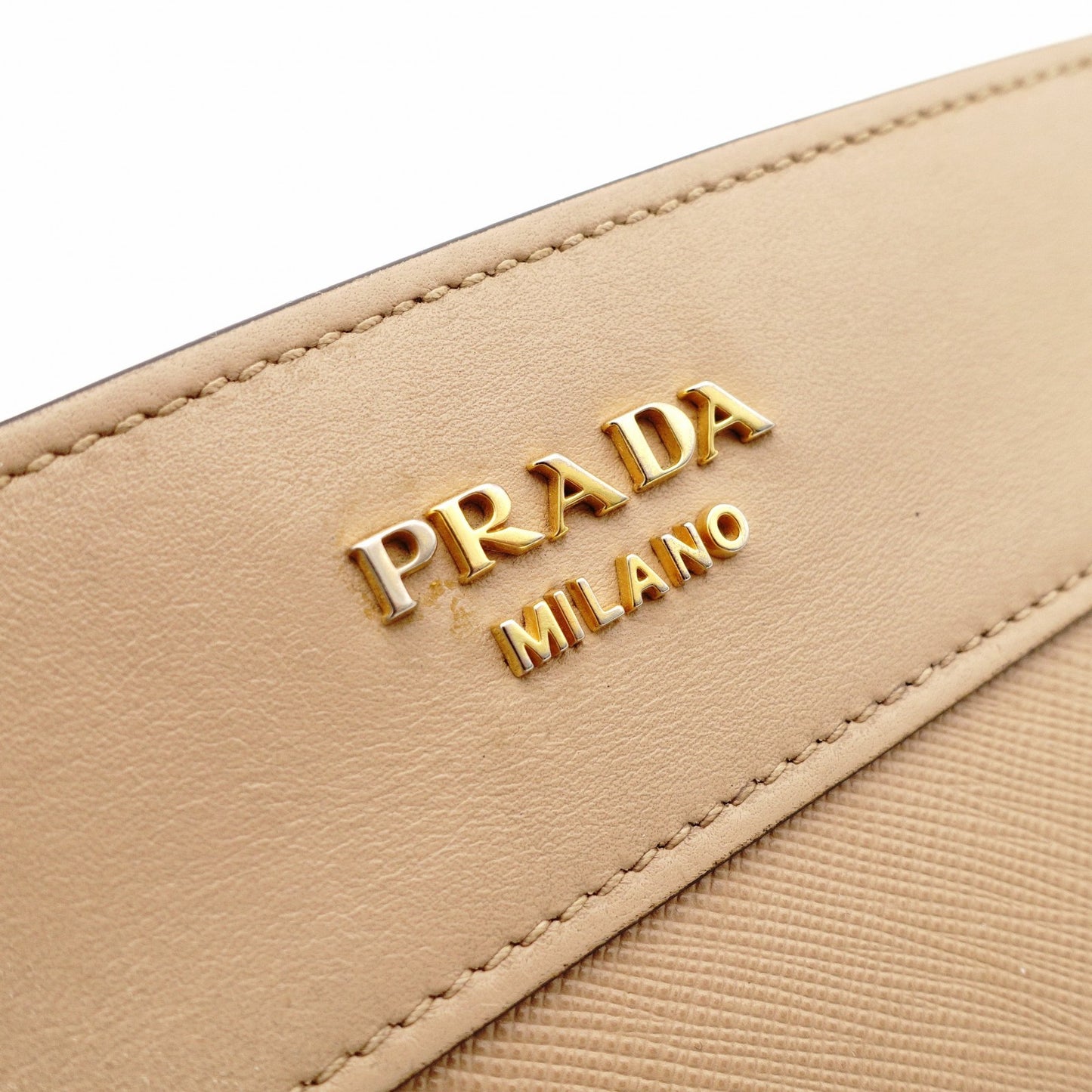 PRADA Promenade Saffiano Leather Shoulder Bag Beige Leather Crossbody Gold Hardware 7-10-1109
