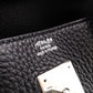 HERMES Birkin Handbag, Leather, Black, □R Stamp, Silver Hardware
